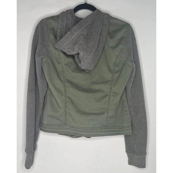 Hollister Full Zip Hooded Jacket Khaki Green Youth Large - Picture 3 of 4